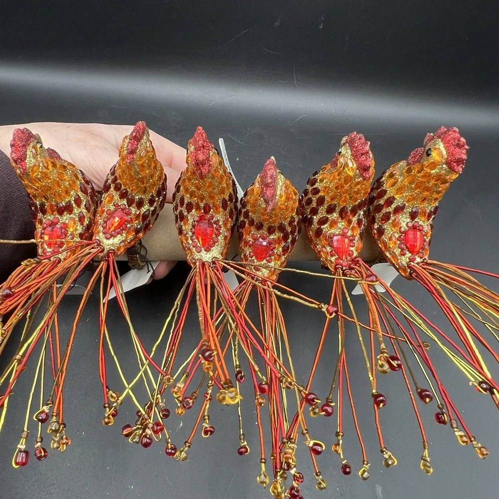 Pier 1 Kitchen Jeweled Rooster Napkin Rings 5